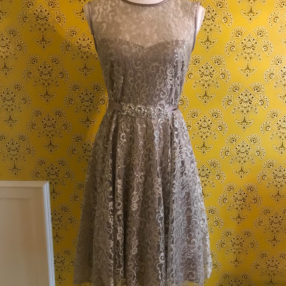 NWT * Lace * Embellished Belt * Sleeveless Dress